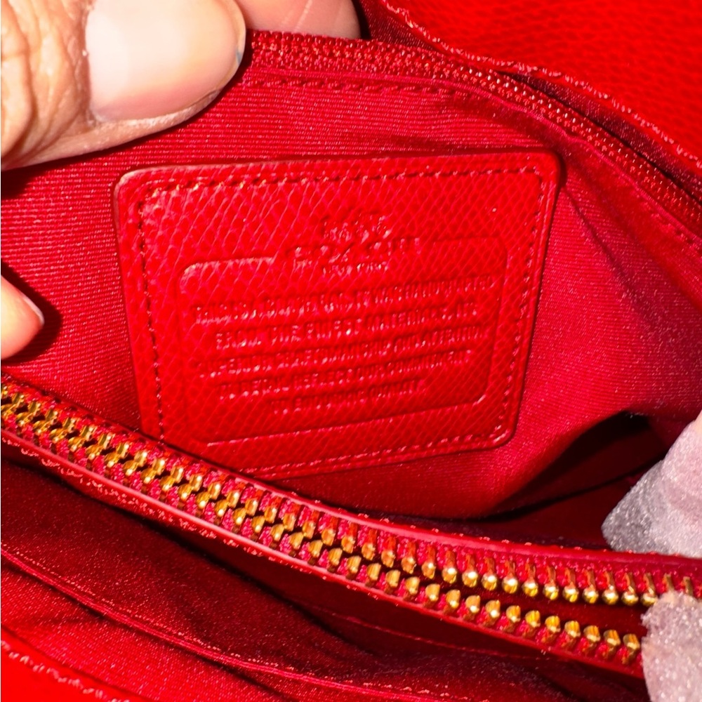 Coach Red Minetta Satchel with unbranded Cherry Charm and Coach Dustbag NWT - Picture 7 of 11